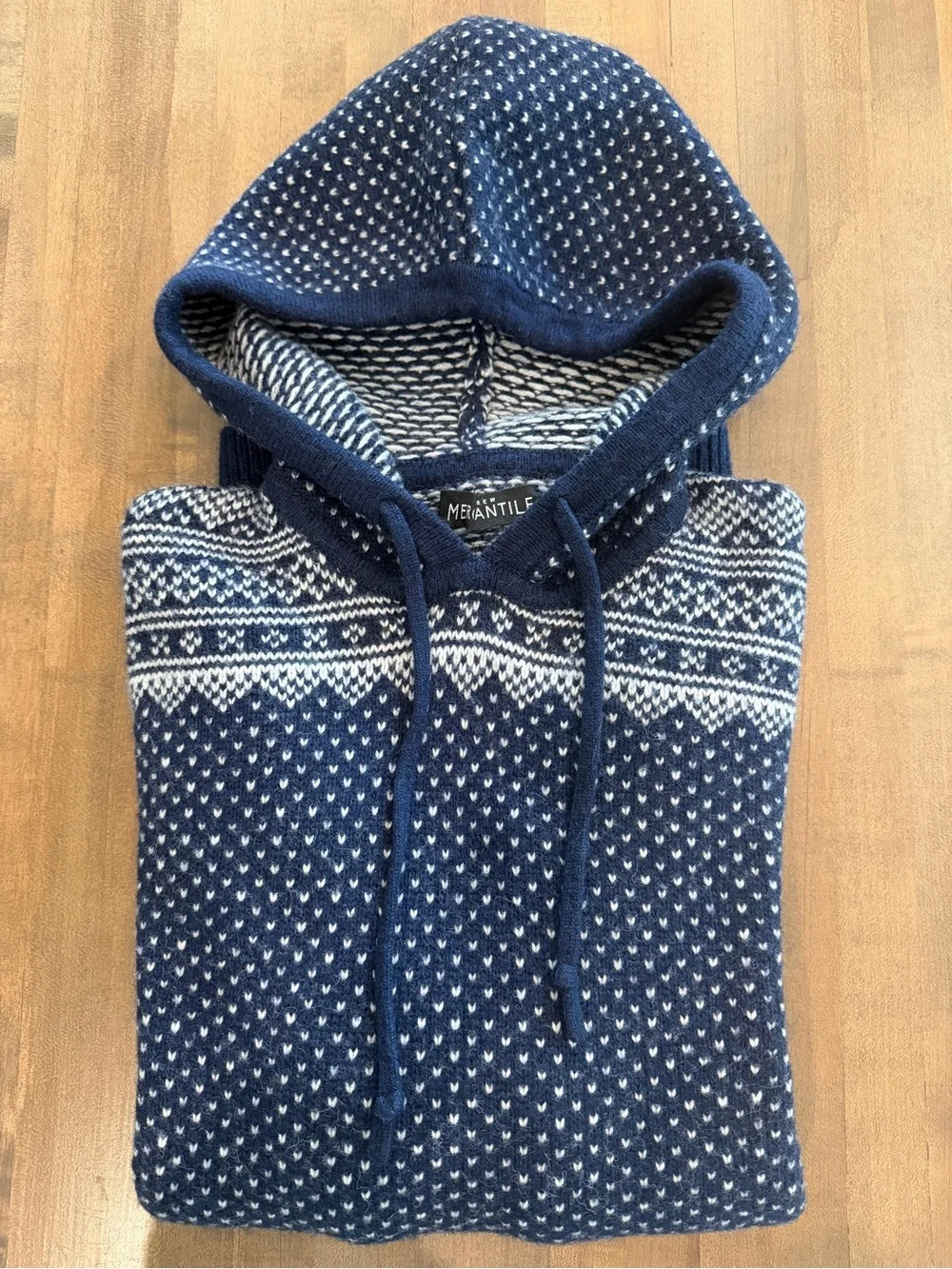 J.Crew Lambswool Fair Isle Hoodie in Navy